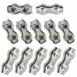 FR-LIFE BR-Vie Serre Cable Acier 3mm 12 Pièces Serre Câbles Duplex Pince De Câble Acier Inoxydable 304 D'agrafe De Câble,Câble Poignées Pour 2mm Câble Métalliques Pince À Câble Corde à Linge