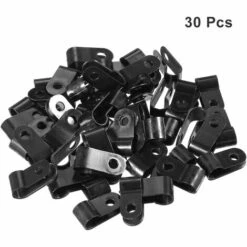 MACARON Serre-câble R-type Attache Organisateur Gestion Fil électrique Noir（30pcs） LO-Ron