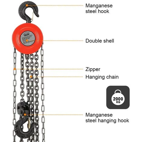 Palan à Chaîne Manuel DEWINNER 2T Avec Crochet Robuste, Hauteur De Levage 3M, Rouge,Double-Chaîne De Charge,Chaîne G80 2 Palan à Chaîne Manuel DEWINNER 2T Avec Crochet Robuste, Hauteur De Levage 3M, Rouge,Double-Chaîne De Charge,Chaîne G80 – Image 2