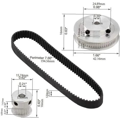 ALMI 2gt Synchrone Roue 20 60 Dents Bore En Aluminium Poulie Synchrone Gt2 Courroie Système De Poulie 4 ALMI 2gt Synchrone Roue 20 60 Dents Bore En Aluminium Poulie Synchrone Gt2 Courroie Système De Poulie – Image 4