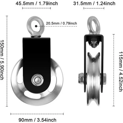FLYME Poulie De Poulie, Poulie De Corde De 90 Mm Avec élingue Et Crochet En D, Pivotant à 360 °, Pour Système De Poulie LAT, équipement De Gymnastique à Domicile 2 FLYME Poulie De Poulie, Poulie De Corde De 90 Mm Avec élingue Et Crochet En D, Pivotant à 360 °, Pour Système De Poulie LAT, équipement De Gymnastique à Domicile – Image 2