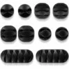 FONTAINEBLEAU Clips Câble, 10pcs Rangements De Câbles Et Serre-Câbles Attache-Câbles En Silicone, Rangement Cordon Bureau Pour Fils De Chargeur, Ordinateur, Souris, Téléphone, Écouteur Etc Fonepro Noir