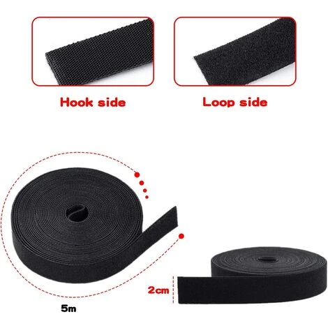 STARLIGHT Sangles De Câble, SL.GT Attaches De Câble 5M, Serres Cables Ruban De Fixation Bande à Crochet Boucle Auto-Agrippant Organisateur(Noir) 2 STARLIGHT Sangles De Câble, SL.GT Attaches De Câble 5M, Serres Cables Ruban De Fixation Bande à Crochet Boucle Auto-Agrippant Organisateur(Noir) – Image 2