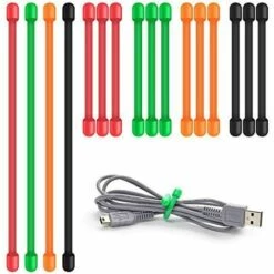 STARLIGHT SL.GT Attaches Torsadées Lot De 16 Serre-câbles En Silicone Organisateur De Cordons En Caoutchouc Réutilisable Polyvalent(3 Pouces, 6 Pouces)