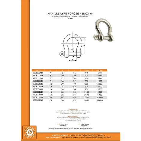 VIS EXPRESS Manille LYRE Forgee Inox A4 Diametre 12 | Conditionnement: 20 Pieces 2 VIS EXPRESS Manille LYRE Forgee Inox A4 Diametre 12 | Conditionnement: 20 Pieces – Image 2