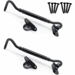 ZOLGINAH 2 Pièces Crochet De Cabine, Support Fenêtre,Crochet Fermeture Porte,Acier Inoxydable Shed Loquet Pour Porte De Hangar Porte De Garage Les Fenêtres Cabine,6 Pouce/le Noir