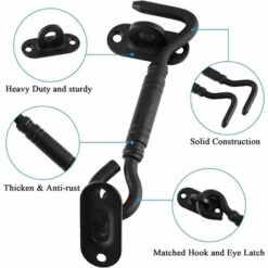 ZOLGINAH 2 Pièces Crochet De Cabine, Support Fenêtre,Crochet Fermeture Porte,Acier Inoxydable Shed Loquet Pour Porte De Hangar Porte De Garage Les Fenêtres Cabine,6 Pouce/le Noir -Treuil, cric, palan et accessoires Soldes Boutique 59345572 3