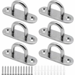 MODOU 6 Pièces Plaques à œillets Plaque De Couverture En Acier Inoxydable Plaque De Mât De 6mm Crochets De Fixation Robustes Pour Crochets Muraux Chaises Suspendues Auvent Accessoires De Bateau Etc