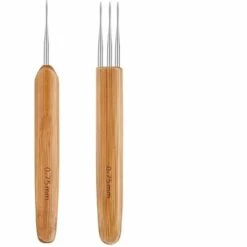 FONTAINEBLEAU Fonepro 2 Pcs Crochet Locks Cheveux, Crochet Outil Cheveux, Aiguilles Crochet, Crochet Tricot, Crochet Pour Locks, Crochets En Bambou Pour Dreadlocks, Verrouillage Cheveux Pour Tresse DIY