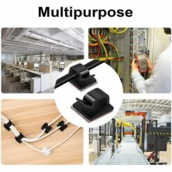 GALOZZOIT 100Pcs Clips Câble, Clips Rangement De Câble Avec De Tampons Auto Adhésifs Solides, Organiseur De Fils Electriques Pour Câbles Dans Une Maison/Bureau -Treuil, cric, palan et accessoires Soldes Boutique 59853920 5