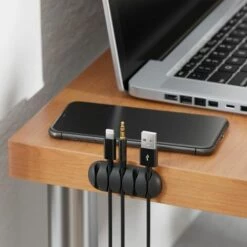 TRIOMPHE 2x Supports De Câbles Clips De Câbles Chacun Pour 5 Câbles Gestion Des Câbles Organisateur Pour La Maison Bureau Bande Adhésive Robuste Noir，T-Audace -Treuil, cric, palan et accessoires Soldes Boutique 59919851 4