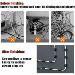 TRIOMPHE 20PCS Auto-Adhésifs Clips Câble, Gestion De Câbles Polyvalente Ensemble D'organisateurs De Câbles Pour Bureau, Gestion De Câble Support Organiseur De Fils Electriques Pour TV/Chargeur/Voiture，T-Audace -Treuil, cric, palan et accessoires Soldes Boutique 59919858 5