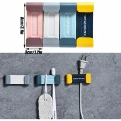 TRIOMPHE Lot De 4 Clip De Gestion Des Câbles, Organisateur De Cordon, Organisateur De Câble De Données, Clips De Câble De Ligne De Données Pour Câbles D'Alimentation, Câbles USB, Câbles Pour Casque，T-Audace -Treuil, cric, palan et accessoires Soldes Boutique 59919878 3