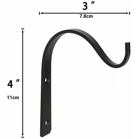 LUCKY-88 Crochet Mural En Fer Métallique 2 Pièces, Support De Plante Suspendu (noir) 2 LUCKY-88 Crochet Mural En Fer Métallique 2 Pièces, Support De Plante Suspendu (noir) – Image 2