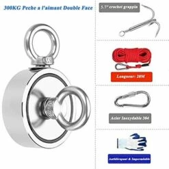 CADEAUX Aimant Puissant Double Face De Pêche Aimant Néodyme Super Puissant 75 Mm 435 Kg Aimant De Pêche Avec Crochet 20 M Mousqueton De Corde Paire De Gants 9 CADEAUX Aimant Puissant Double Face De Pêche Aimant Néodyme Super Puissant 75 Mm 435 Kg Aimant De Pêche Avec Crochet 20 M Mousqueton De Corde Paire De Gants -Treuil, cric, palan et accessoires Soldes Boutique 60109150 5