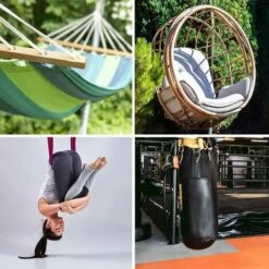 ZOLGINAH Crochet De Plafond Pour Sacs De Frappe, Support De Sac De Frappe, Crochet De Plafond En Acier Inoxydable, Robuste, Crochet De Plafond, Chaise Suspendue, Avec Vis à Ressort, Mousqueton, Accessoires De Suspension, Capacité De Charge De 450 Kg, Noir -Treuil, cric, palan et accessoires Soldes Boutique 60578210 4