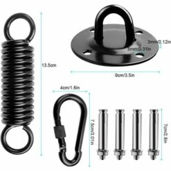 ZOLGINAH Crochet De Plafond Pour Sacs De Frappe, Support De Sac De Frappe, Crochet De Plafond En Acier Inoxydable, Robuste, Crochet De Plafond, Chaise Suspendue, Avec Vis à Ressort, Mousqueton, Accessoires De Suspension, Capacité De Charge De 450 Kg, Noir -Treuil, cric, palan et accessoires Soldes Boutique 60578210 5