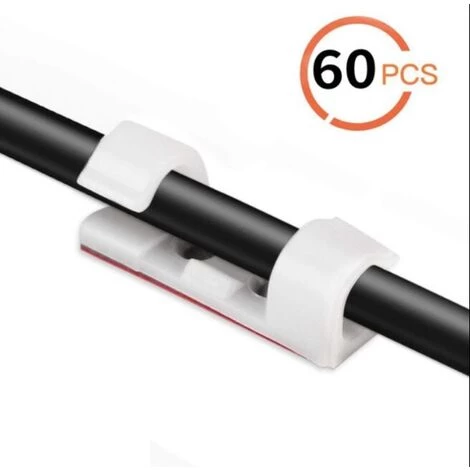 GROOFOO 60 Pièces De Serre-cables, Support De Cable Avec Base Adhésive, Jeu De Serre-cable Pour Bureau, Cordon D'alimentation, Blanc 1 GROOFOO 60 Pièces De Serre-cables, Support De Cable Avec Base Adhésive, Jeu De Serre-cable Pour Bureau, Cordon D'alimentation, Blanc