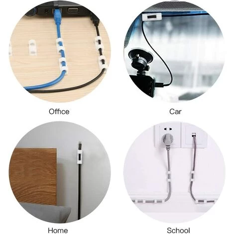 GROOFOO 60 Pièces De Serre-cables, Support De Cable Avec Base Adhésive, Jeu De Serre-cable Pour Bureau, Cordon D'alimentation, Blanc 5 GROOFOO 60 Pièces De Serre-cables, Support De Cable Avec Base Adhésive, Jeu De Serre-cable Pour Bureau, Cordon D'alimentation, Blanc – Image 5