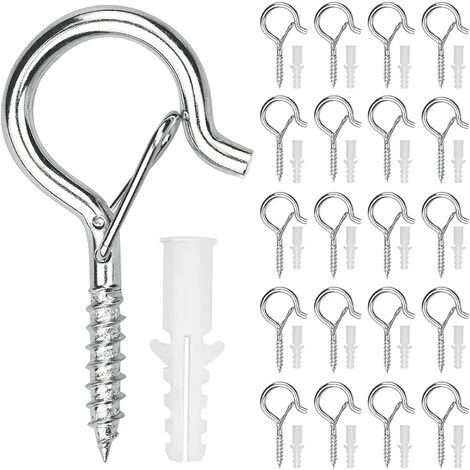 STARLIGHT SL.GT 20pcs Crochet Plafond Charge Lourde Crochet A Visser Pour Suspension De Lumières Murales, D'armoire, De Plafond Avec Boucle De Sécurité 1 STARLIGHT SL.GT 20pcs Crochet Plafond Charge Lourde Crochet A Visser Pour Suspension De Lumières Murales, D'armoire, De Plafond Avec Boucle De Sécurité