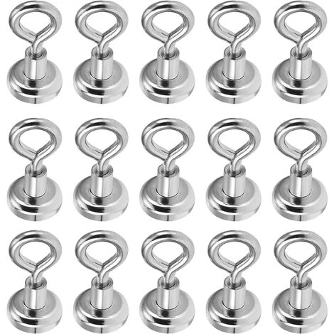 EINEMGELD Lot De 15 Crochets Magnétiques En Néodyme 16 Mm - Très Puissants - Avec Crochet Magnétique - Pour Cuisine, Salle De Bain, Garage, Bureau, Réfrigérateur 1 EINEMGELD Lot De 15 Crochets Magnétiques En Néodyme 16 Mm - Très Puissants - Avec Crochet Magnétique - Pour Cuisine, Salle De Bain, Garage, Bureau, Réfrigérateur
