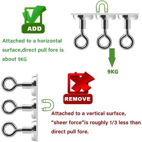 EINEMGELD Lot De 15 Crochets Magnétiques En Néodyme 16 Mm - Très Puissants - Avec Crochet Magnétique - Pour Cuisine, Salle De Bain, Garage, Bureau, Réfrigérateur 3 EINEMGELD Lot De 15 Crochets Magnétiques En Néodyme 16 Mm - Très Puissants - Avec Crochet Magnétique - Pour Cuisine, Salle De Bain, Garage, Bureau, Réfrigérateur – Image 3