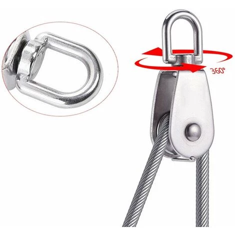EINEMGELD 2 Pièces Seul Poulies Bloc Rouleau, M32 Poulie Simple En Acier Inoxydable, Poulie Pivotante Pour Corde à Linge, Etendoir, Tendeur, Poids Et Barre De Musculation, Crochet Cord 4 EINEMGELD 2 Pièces Seul Poulies Bloc Rouleau, M32 Poulie Simple En Acier Inoxydable, Poulie Pivotante Pour Corde à Linge, Etendoir, Tendeur, Poids Et Barre De Musculation, Crochet Cord – Image 4