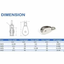 EINEMGELD M15 Poulie Double Pivotante En Acier Inoxydable - 1 Poulie De Levage - Permet De Soulever La Corde De Levage De Bateaux Ou De Yachts, Argent -Treuil, cric, palan et accessoires Soldes Boutique 62318156 4