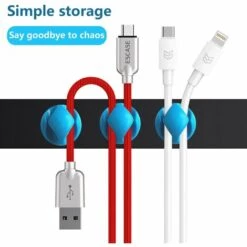 MEZHENG Clips Câble, 10pcs Rangements De Câbles Et Serre-Câbles Attache-Câbles En Silicone, Rangement Cordon Bureau Pour Fils De Chargeur, Ordinateur, Souris, Téléphone, Écouteur Etc (Bleu) -Treuil, cric, palan et accessoires Soldes Boutique 63464984 3