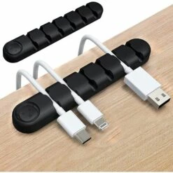 MEZHENG Clips Câble Cordon Organisateur Bureau, 2 Pièces (6 Fentes) Support Attache-Câble Gestion, Adhésif En Silicone Rangement Cordon Pour Fils De Chargeur/Ordinateur/Souris/Écouteur/Téléphone Etc.
