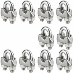 10 Pièces Serre-Câbles étrier M4 Pince En 304 Acier Inoxydable U-pinces En Pour Le Serrage De Câbles En Acier Pour L'industrie, Etc. GrooFoo