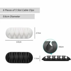MEZHENG Support De Câble À 5 Canaux 6 Pièces, Organisateur De Câbles Noir Et Blanc, Pinces Auto-Adhésives Pour Cordon D'alimentation, Câble De Usb, Charge Et Audio, Acheminement Des Câbles, Bureau Et Domicile -Treuil, cric, palan et accessoires Soldes Boutique 63473951 3