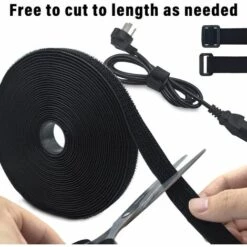 SLBRILLèRE Attache Volet Roulant De 10m Avec 50 Boucles, Attache Cable Scratch De Longueur De Coupe Libre, Rislan Fixation Noir -Treuil, cric, palan et accessoires Soldes Boutique 63515195 3