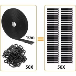 SLBRILLèRE Attache Volet Roulant De 10m Avec 50 Boucles, Attache Cable Scratch De Longueur De Coupe Libre, Rislan Fixation Noir -Treuil, cric, palan et accessoires Soldes Boutique 63515195 4