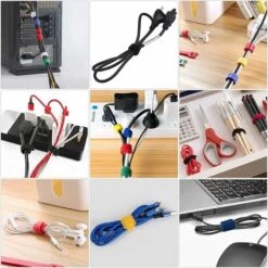 SLBRILLèRE 120 Pièces Attaches De Câble Autocollantes Réutilisable Fermeture En Nylon Microfibre Organisateur Pour Cordes Et Gestion Des Câbles 6 Couleurs -Treuil, cric, palan et accessoires Soldes Boutique 63527511 5