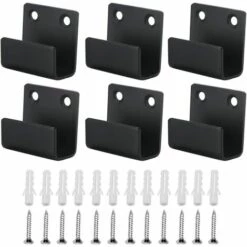 EAUDACè 6 Pièces Crochets Robustes Carreaux De Acier Inoxydable Crochets Muraux Support De Dispositif En Métal Support D'angle En U Pour Garage De Salle De Bain Et De Cuisine (noir