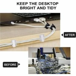 PERLE RARE Clips De Câble 80 Pièces, Clips D'organisateur De Câble Avec De Solides Coussinets Auto-adhésifs, Organisateur De Fil Pour Câbles De Maison/bureau -Treuil, cric, palan et accessoires Soldes Boutique 63732558 4