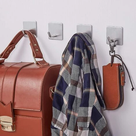 CHANCEY 4 Pieces Crochets Adhésif Crochet Mural Acier Inoxydable Porte Serviettes Pour Cuisine Salle De Anti-rouille Et étanche Porte Serviette Avec Adhésif, Famille Cuisine De Salle De Bain,Bureau,SEMAket 2 CHANCEY 4 Pieces Crochets Adhésif Crochet Mural Acier Inoxydable Porte Serviettes Pour Cuisine Salle De Anti-rouille Et étanche Porte Serviette Avec Adhésif, Famille Cuisine De Salle De Bain,Bureau,SEMAket â Image 2