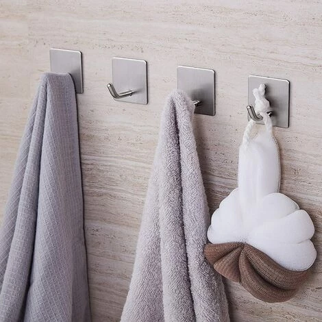 CHANCEY 4 Pieces Crochets Adhésif Crochet Mural Acier Inoxydable Porte Serviettes Pour Cuisine Salle De Anti-rouille Et étanche Porte Serviette Avec Adhésif, Famille Cuisine De Salle De Bain,Bureau,SEMAket 3 CHANCEY 4 Pieces Crochets Adhésif Crochet Mural Acier Inoxydable Porte Serviettes Pour Cuisine Salle De Anti-rouille Et étanche Porte Serviette Avec Adhésif, Famille Cuisine De Salle De Bain,Bureau,SEMAket â Image 3