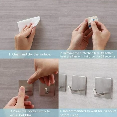 SINCèREETALI Crochet Adhésif 4 Pièces Crochet Mural En Acier Inoxydable Sans Perçage Porte-Serviette Avec Ruban Adhésif Salle De Bains Salon Et Cuisine Crochets Argent Mat 4 SINCèREETALI Crochet Adhésif 4 Pièces Crochet Mural En Acier Inoxydable Sans Perçage Porte-Serviette Avec Ruban Adhésif Salle De Bains Salon Et Cuisine Crochets Argent Mat – Image 4