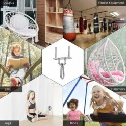 RHAFAYRE 2 Pièces Crochet De Plafond, Lourds Crochet De Plafond Avec SUS304 Acier Inoxydable Pour Béton Bois Ensembles Yoga Hamac Chaise Accrochante Sac De Boxe Yoga, Capacité De Charge Jusqu'à 450KG -Treuil, cric, palan et accessoires Soldes Boutique 63937558 4