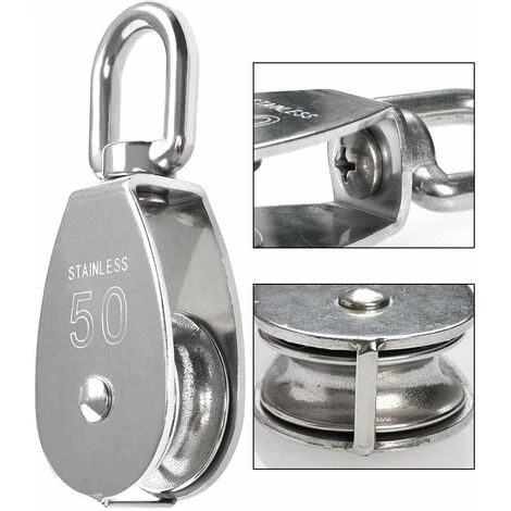 AOUGO Poulie Simple Robuste M50 Rouleau De Poulie En Acier Inoxydable Pivotant à 360 Degrés Poulie De Câble Bloc De Poulie Rouleau De Poulie Heavy Duty Pour Cordes Bear-Loading Jusqu'à 400 Kg 4 AOUGO Poulie Simple Robuste M50 Rouleau De Poulie En Acier Inoxydable Pivotant à 360 Degrés Poulie De Câble Bloc De Poulie Rouleau De Poulie Heavy Duty Pour Cordes Bear-Loading Jusqu'à 400 Kg – Image 4