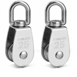 DENUOTOP 2 Pcs Poulie De Levage M25 Poulie Simple En Acier Inoxydable 304 Pour Pour Câble Diamètre 11mm Pivotant à 360°Charge 150kg