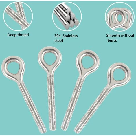 GALOZZOIT M6 304 Anneau En Acier Inoxydable Longue Vis Tige Filetée Boulon à Anneau 10PCS 5 GALOZZOIT M6 304 Anneau En Acier Inoxydable Longue Vis Tige Filetée Boulon à Anneau 10PCS – Image 5