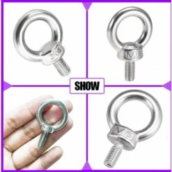 GALOZZOIT M6 * 11 Boulon à œil En Acier Inoxydable 10 Pièces, JatilEr 304 Boulon à œil En Acier Inoxydable Boulon à œil En Acier Inoxydable Boulon à œil Matériel Boulon à œil Rond Pour Le Rôle De Fixation Et De Suspension -Treuil, cric, palan et accessoires Soldes Boutique 64079231 5