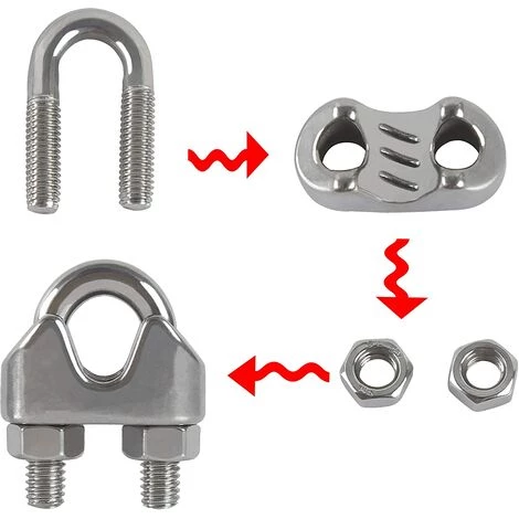 LYCXAMES M5 Serre-câbles Etrier U Boulon Clip De Câble 304 Acier Inoxydable Selle De Pince De Câble Câble Métallique Clips Pour Etendoir Linge Exterieur20PCS 2 LYCXAMES M5 Serre-câbles Etrier U Boulon Clip De Câble 304 Acier Inoxydable Selle De Pince De Câble Câble Métallique Clips Pour Etendoir Linge Exterieur20PCS – Image 2