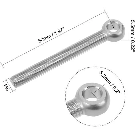 GALOZZOIT Lot De 10 Boulons à œil écrou à œil M6 X 50 Mm Boulon à œil En Acier Inoxydable 304 3 GALOZZOIT Lot De 10 Boulons à œil écrou à œil M6 X 50 Mm Boulon à œil En Acier Inoxydable 304 – Image 3