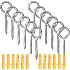 GALOZZOIT 12 Pcs M6*80mm Crochets à Oeil Vis Avec Tubes D'expansion, Crochets Piton à Visser En Acier Inoxydable, Boulon à œil Oeillets à Vis, Auto Taraudeuse Anneau Vis Pour Suspension Intérieure Extérieure Style A