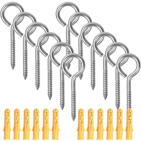 GALOZZOIT 12 Pcs M6*80mm Crochets à Oeil Vis Avec Tubes D'expansion, Crochets Piton à Visser En Acier Inoxydable, Boulon à œil Oeillets à Vis, Auto Taraudeuse Anneau Vis Pour Suspension Intérieure Extérieure Style A 1 GALOZZOIT 12 Pcs M6*80mm Crochets à Oeil Vis Avec Tubes D'expansion, Crochets Piton à Visser En Acier Inoxydable, Boulon à œil Oeillets à Vis, Auto Taraudeuse Anneau Vis Pour Suspension Intérieure Extérieure Style A
