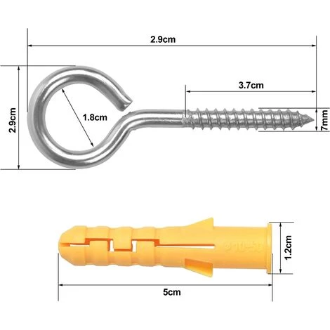 GALOZZOIT 12 Pcs M6*80mm Crochets à Oeil Vis Avec Tubes D'expansion, Crochets Piton à Visser En Acier Inoxydable, Boulon à œil Oeillets à Vis, Auto Taraudeuse Anneau Vis Pour Suspension Intérieure Extérieure Style A 2 GALOZZOIT 12 Pcs M6*80mm Crochets à Oeil Vis Avec Tubes D'expansion, Crochets Piton à Visser En Acier Inoxydable, Boulon à œil Oeillets à Vis, Auto Taraudeuse Anneau Vis Pour Suspension Intérieure Extérieure Style A – Image 2